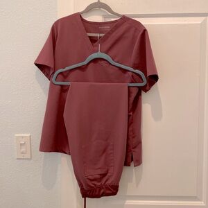 Large High Waisted Deep Mauve scrub set